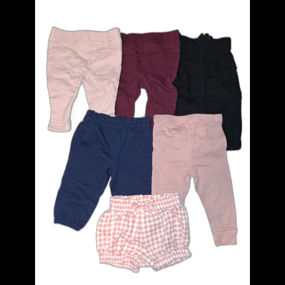 Girls 3-6M Clothes Lot 6 Pc Pants Mix, All Season, Multi Color